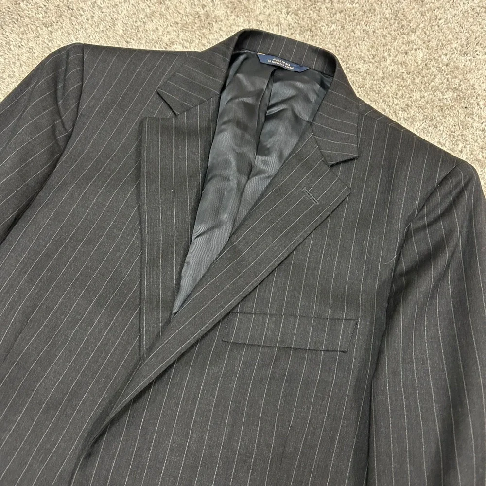 Brooks Brothers Blazer 1818 Fitzgerald 40R Gray Pinstripe Wool Estrato Trabaldo